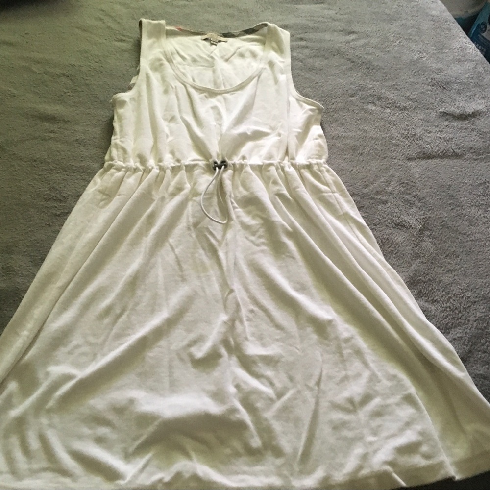 White Sleeveless Drawstring Summer Dress